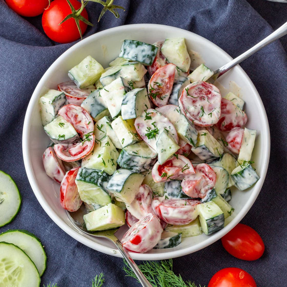 Creamy Cucumber Tomato Salad
