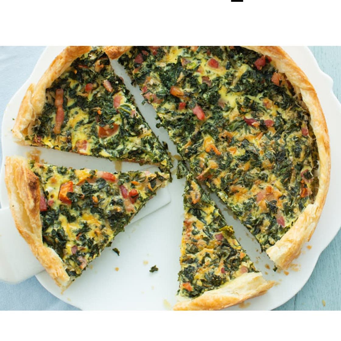 Boerenkool quiche met rookworst en spekjes