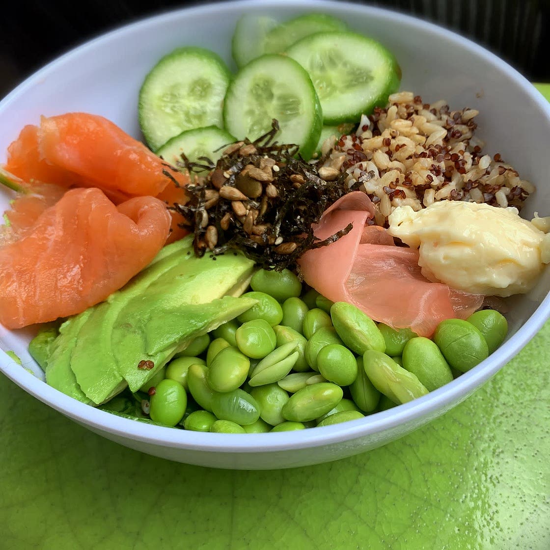 Smoked salmon poke bowl