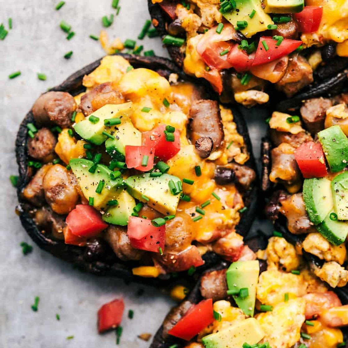 Southwest Sausage and Egg Stuffed Portobello Mushrooms
