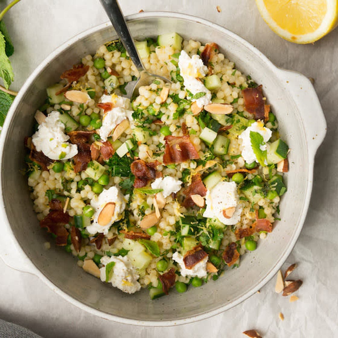 Parel couscous met bacon