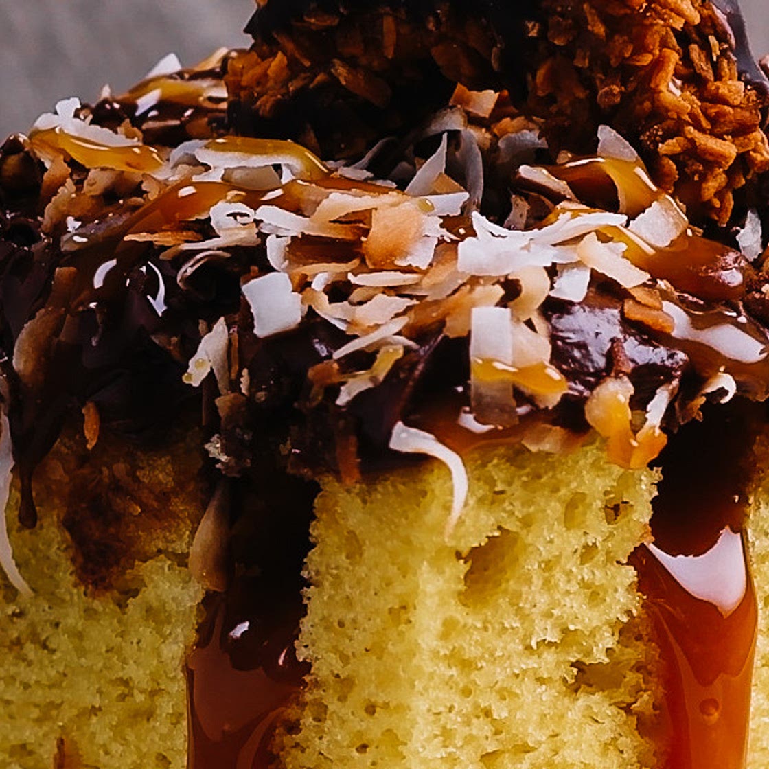 Samoa Girl Scout Cookie Poke Cake