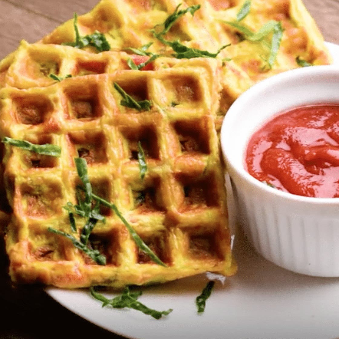 Waffle Iron Omelette