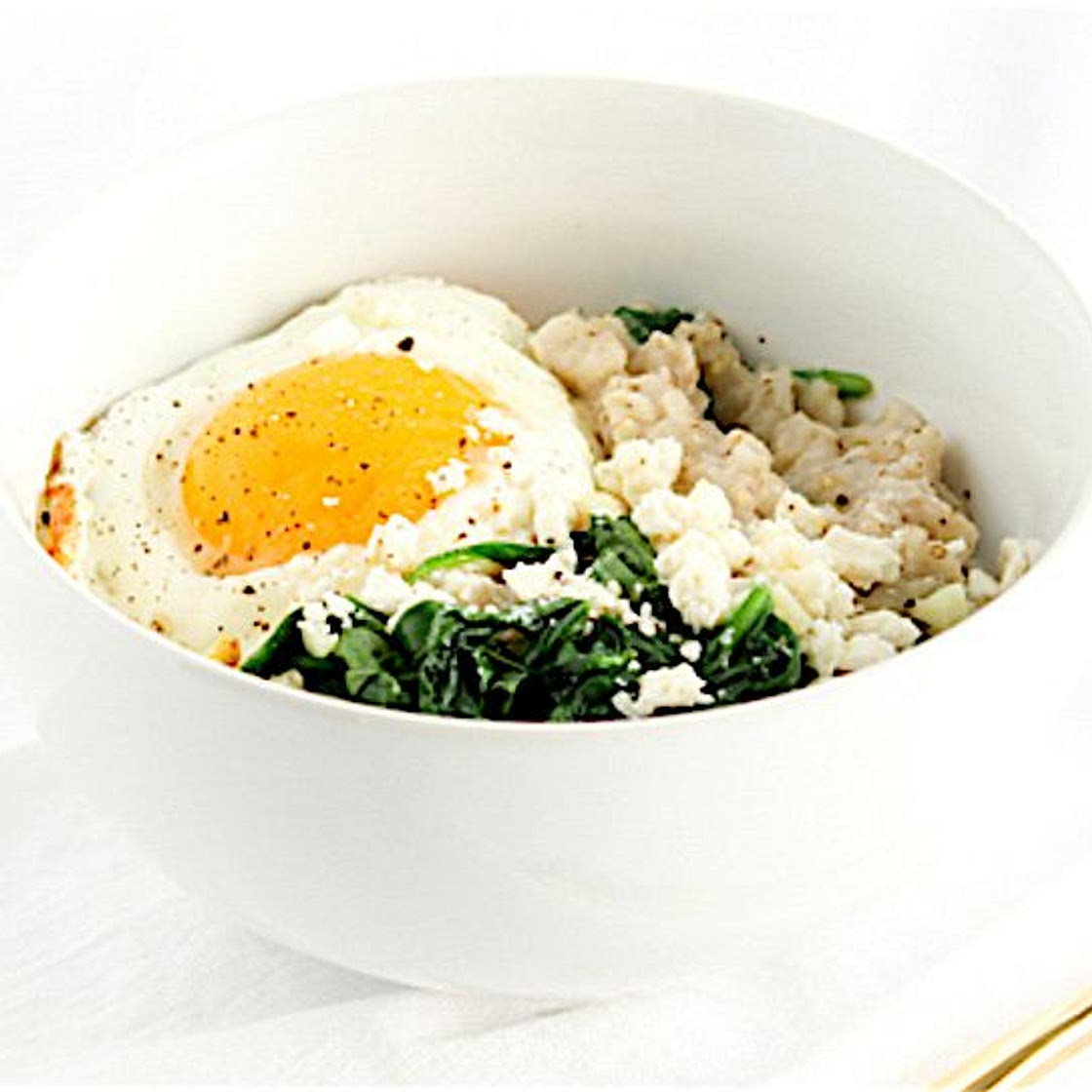 Savory Spinach and Feta Oatmeal Bowl
