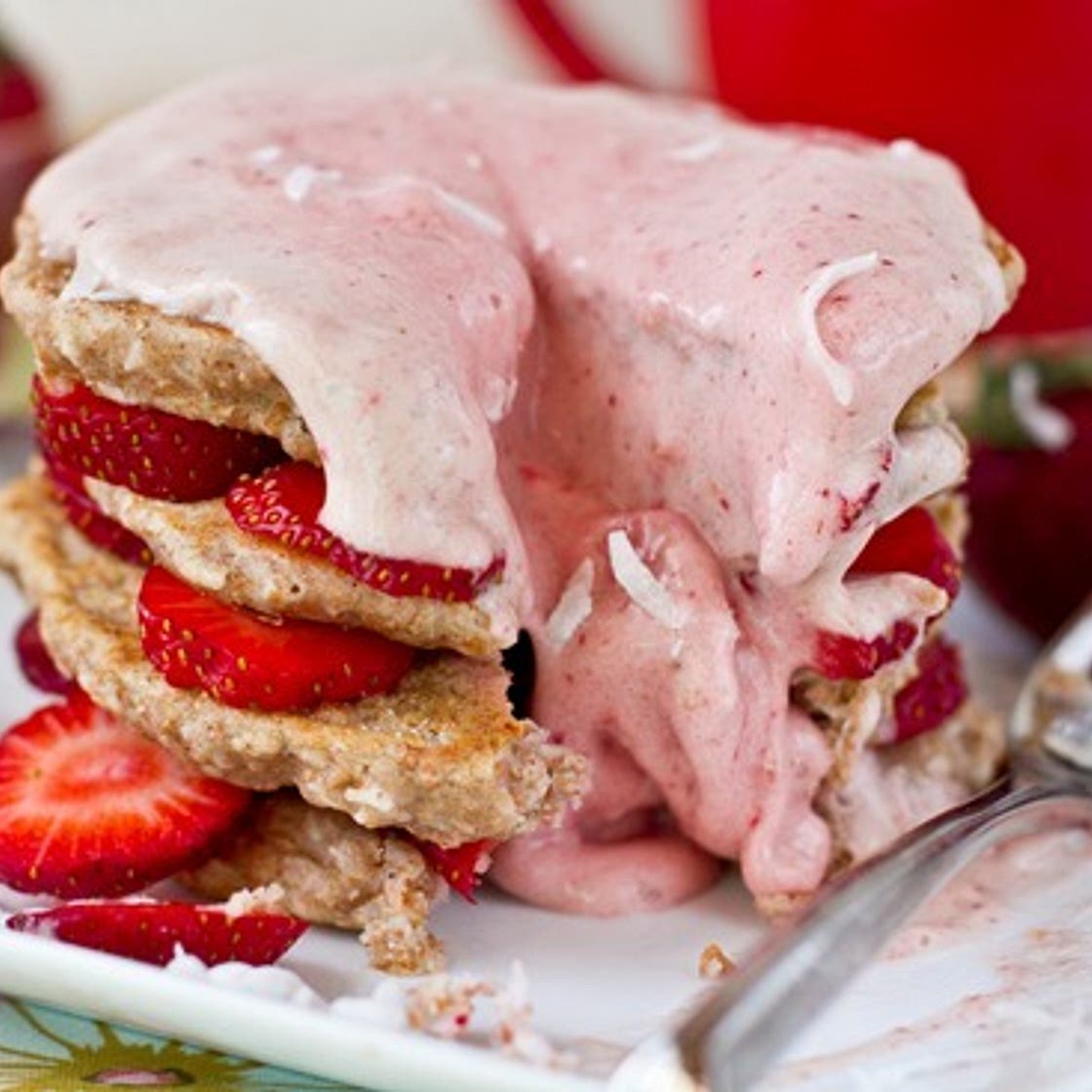 Strawberry Shortcake Stacked Pancakes