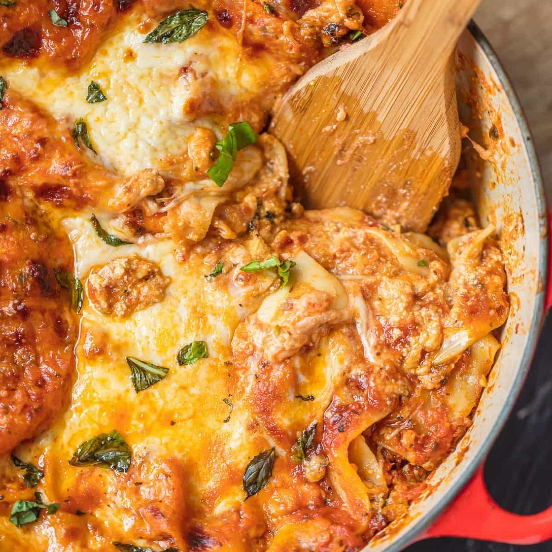 Dutch Oven Lasagna - Stove Top Lasagna