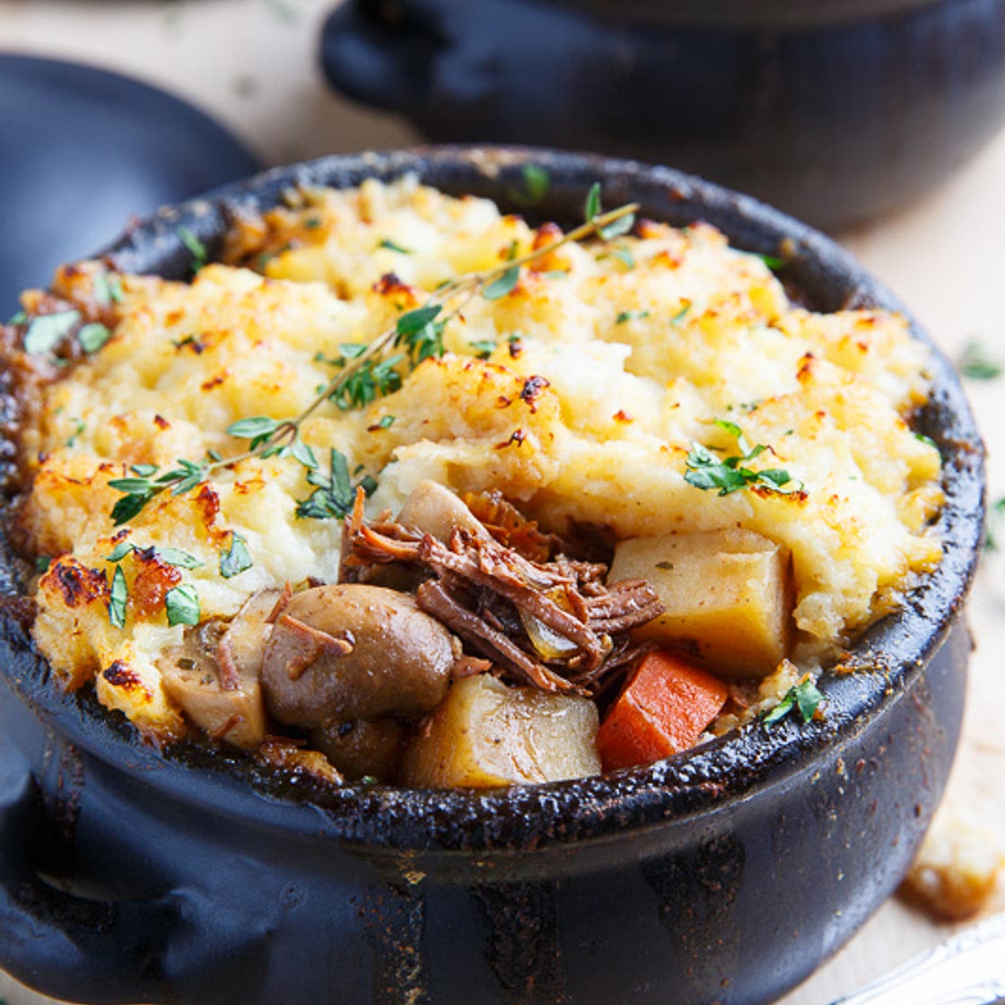 Steak and Guinness Stew with Irish White Cheddar Cauliflower Mash
