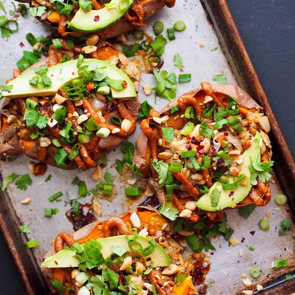 Thai Tempeh Stuffed Sweet Potatoes