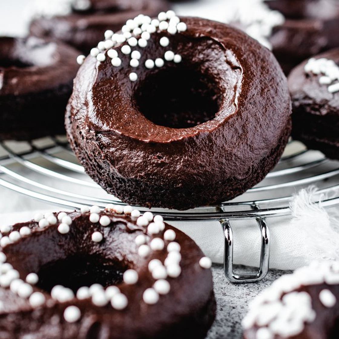 Plant-based Baked Chocolate Fudge Doughnuts