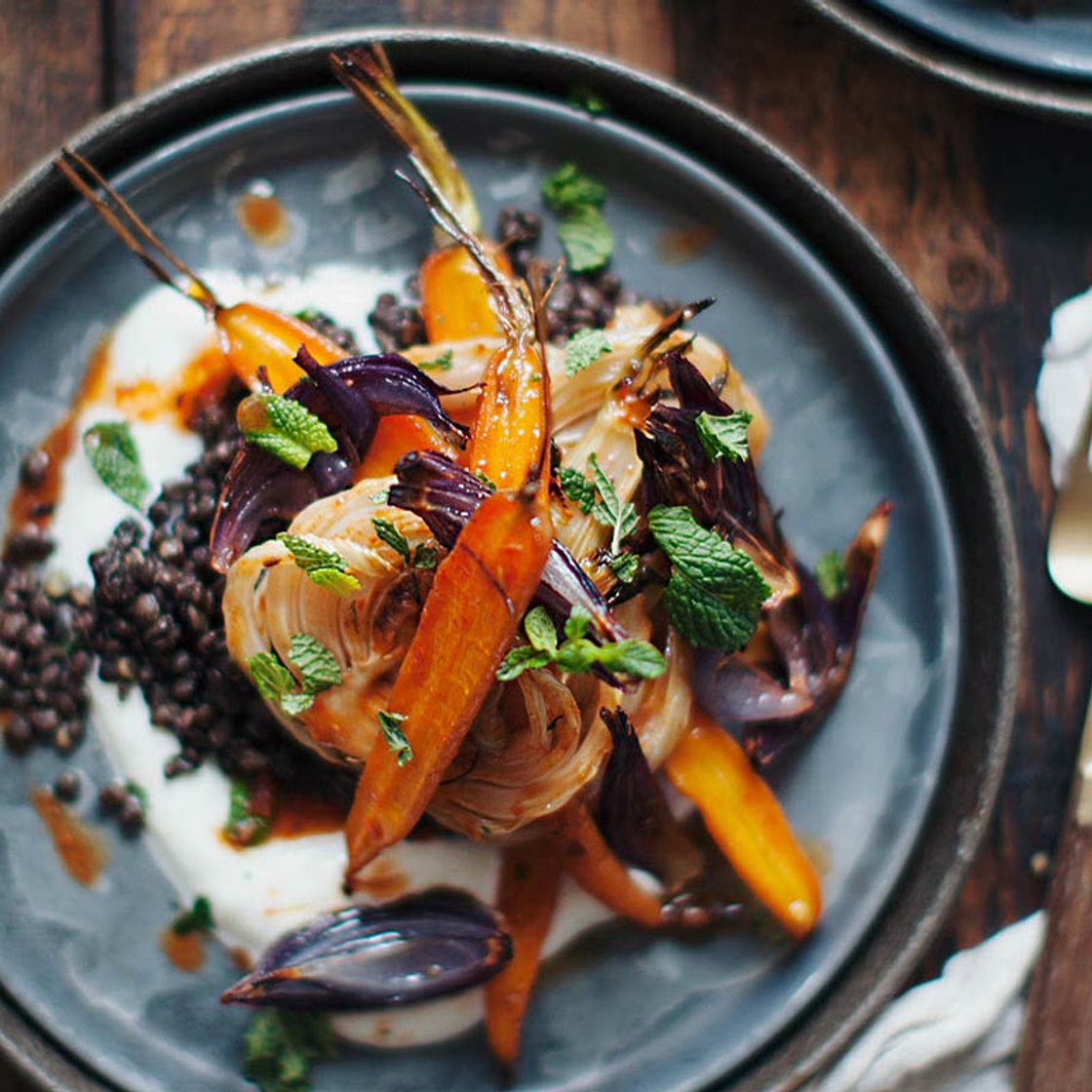 Harissa Carrots and Fennel with Lentils - My New Roots