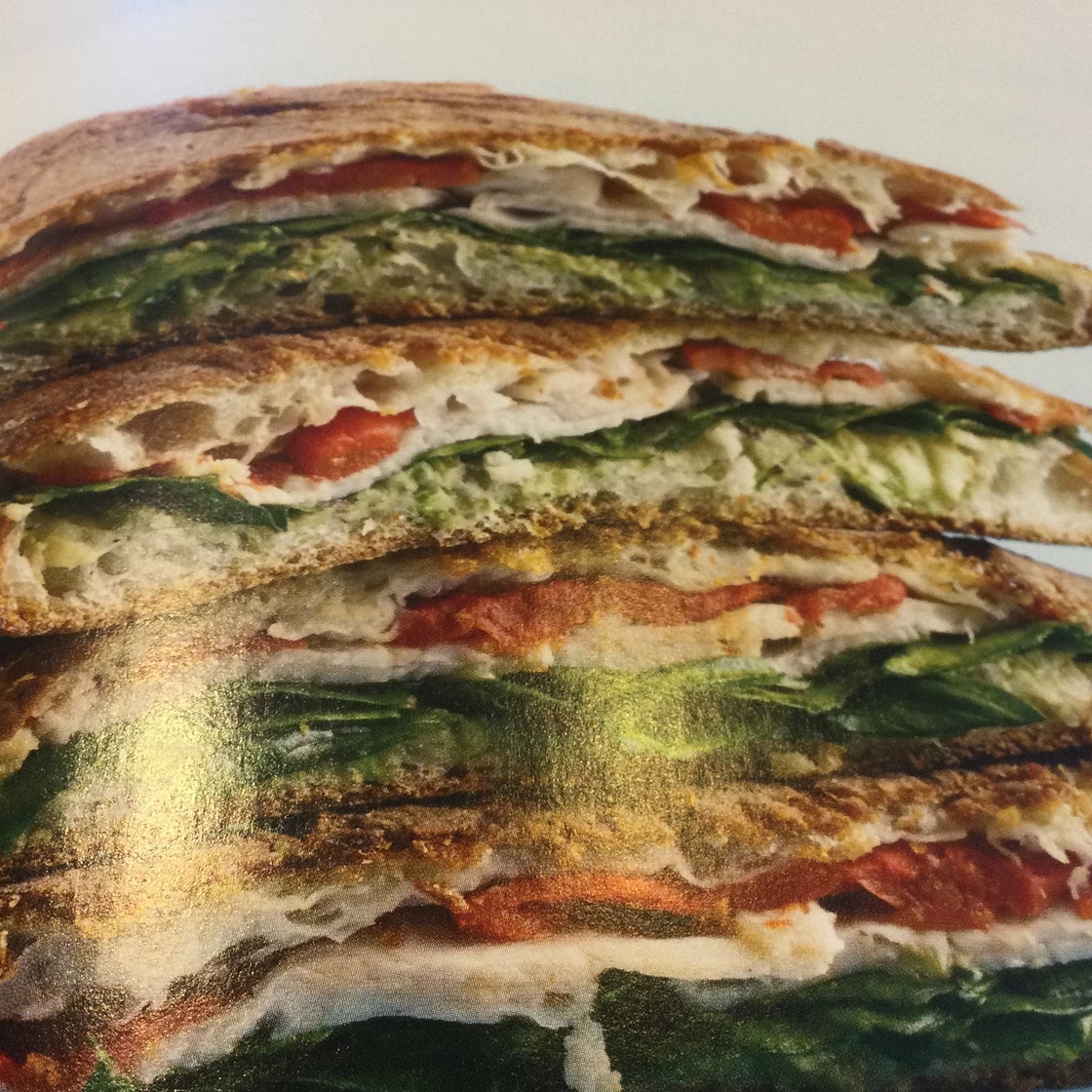 Turkey Panini with Avocado, Spinach and Roasted Peppers