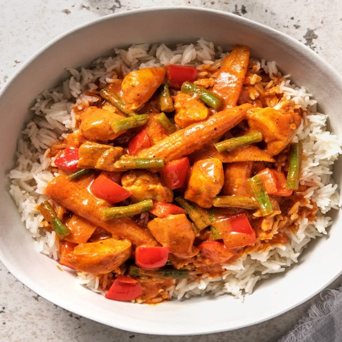 Speedy Zanzibar Chicken Curry with Steamed Basmati Rice