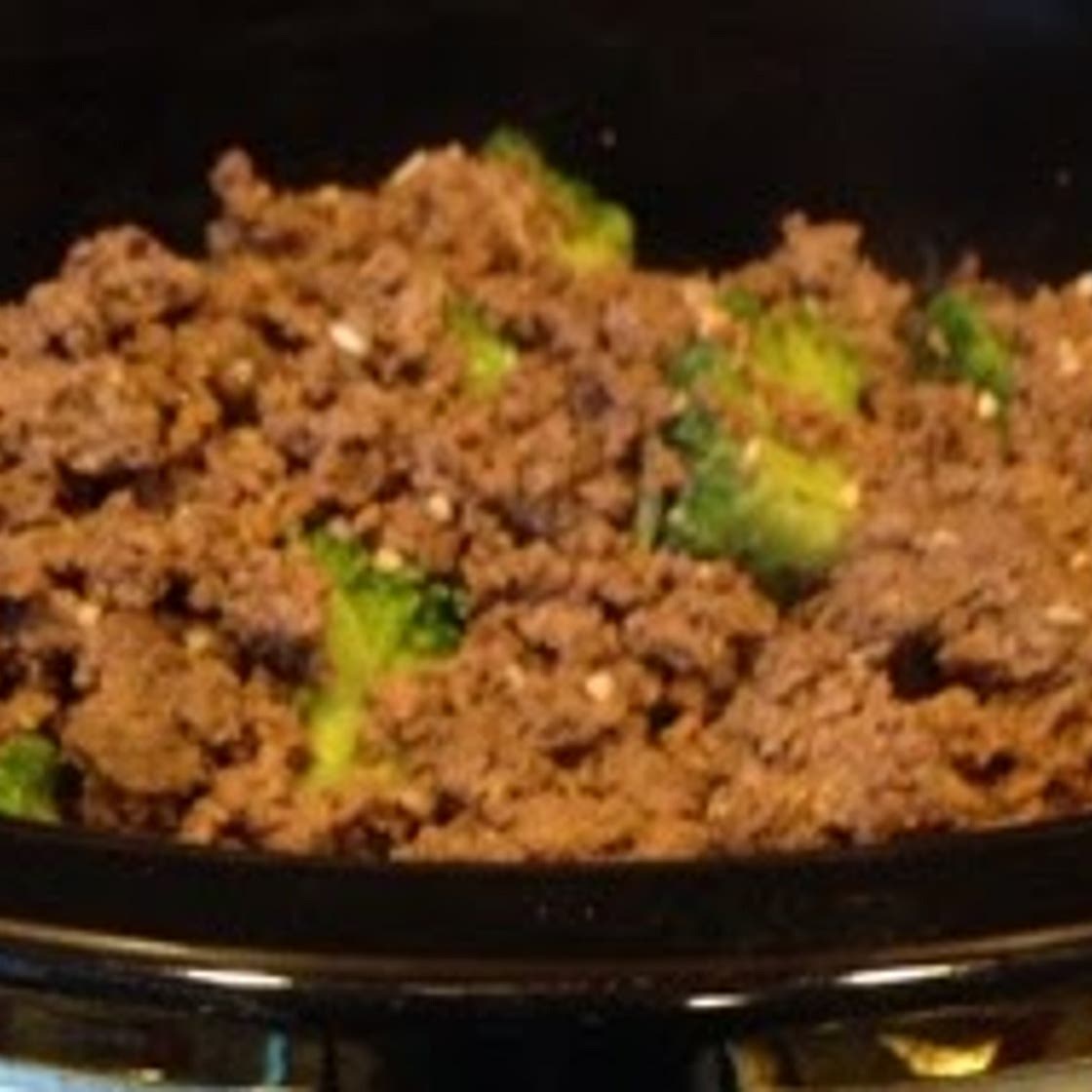 Crockpot deer burger, broccoli, pasta alfredo
