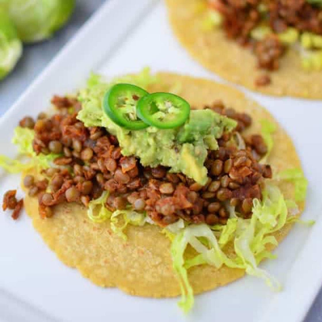 vegan lentil tacos