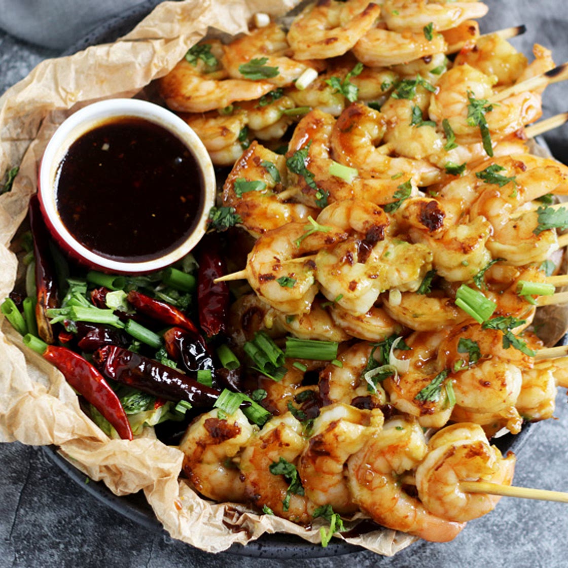 Whole30/Paleo Marinated Asian Sticky Shrimp Skewers
