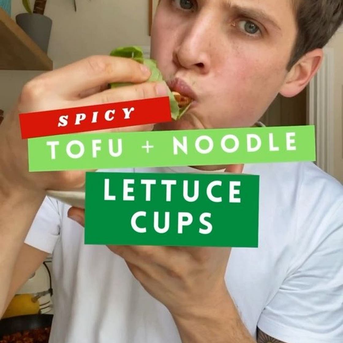 🌶Spicy Tofu + Noodle Lettuce Cups