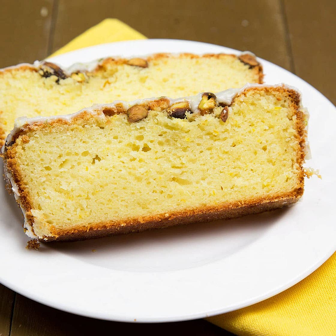 Meyer Lemon Pistachio Pound Cake with a Lemon-Lime Glaze