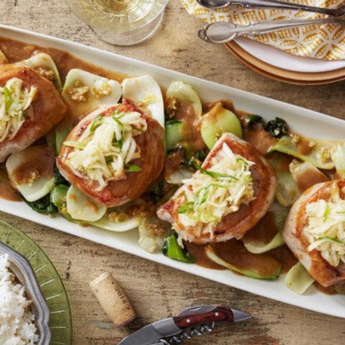 Pork Chops & Miso Butter with Bok Choy & Marinated Apple