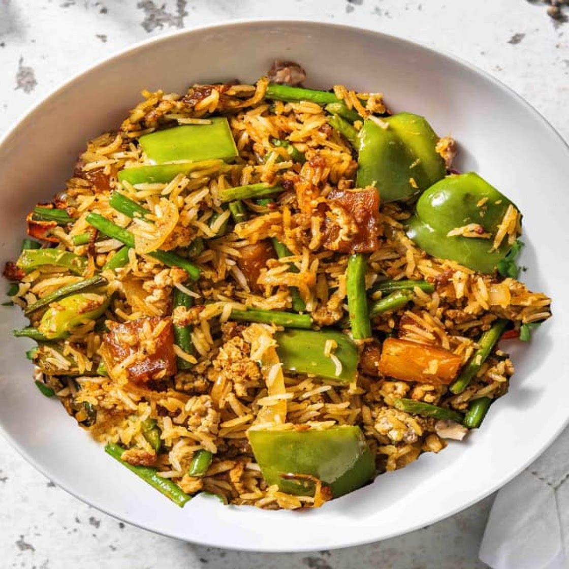 Jerk-Spiced Pork with Coconut Rice and Pineapple