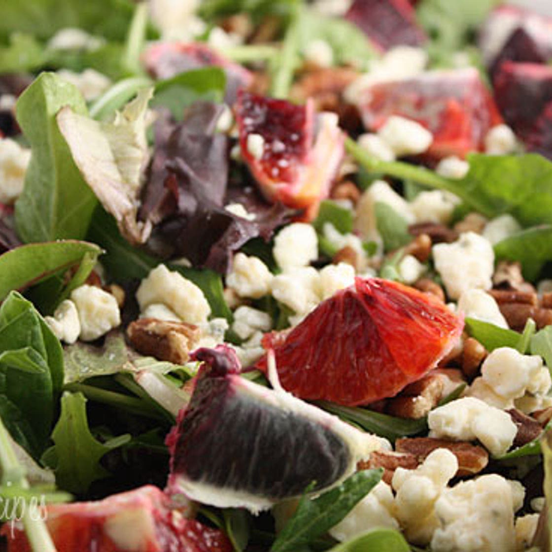 Blood Orange Salad with Gorgonzola, Pecans and Baby Greens