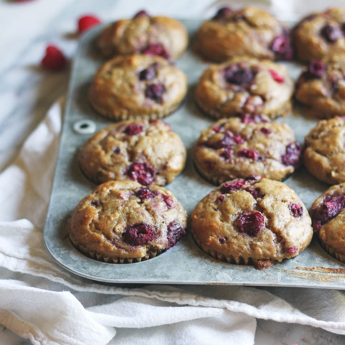 Raspberry & Banana Oatmeal Muffins