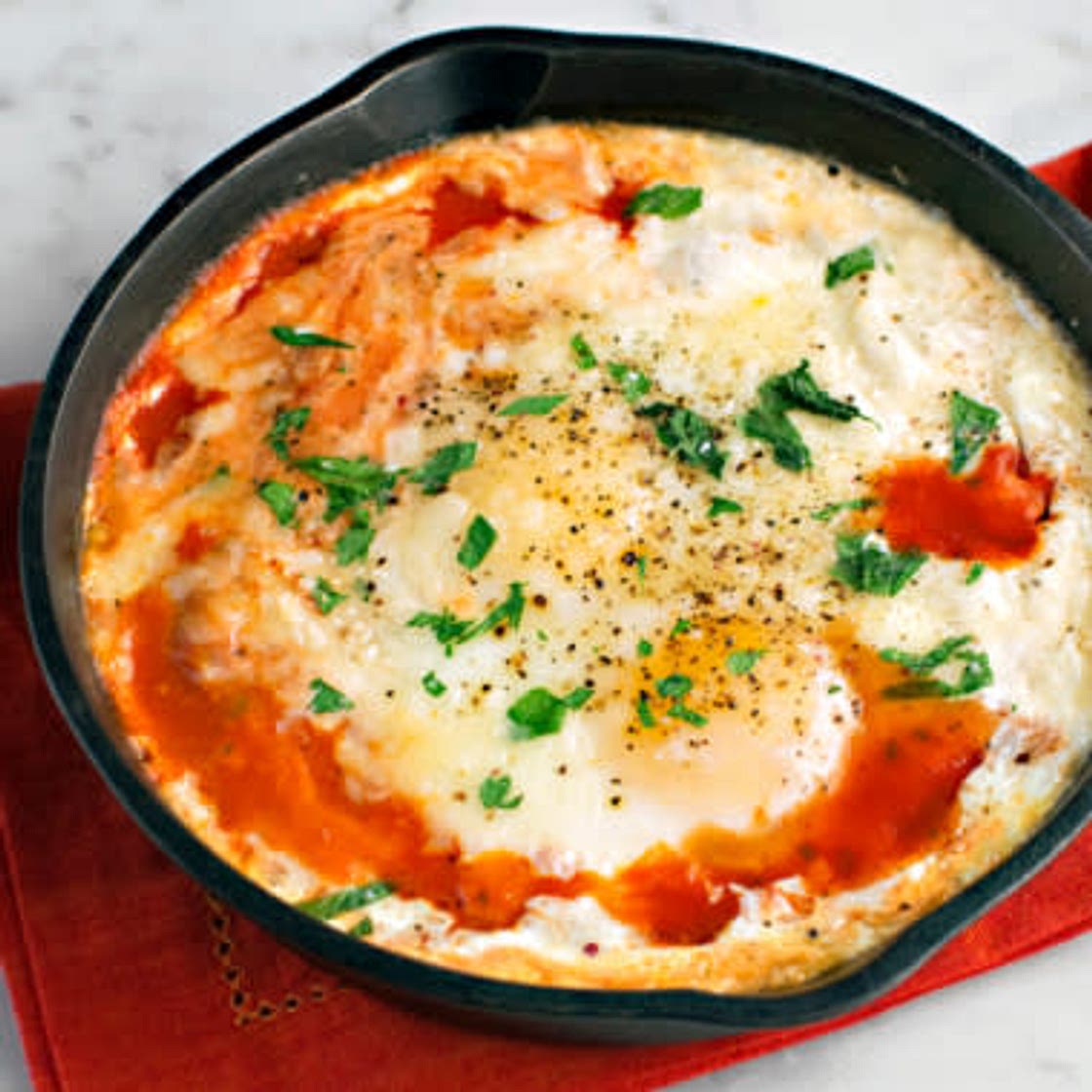 Blissfully Baked Eggs In Tasty Tomato Sauce