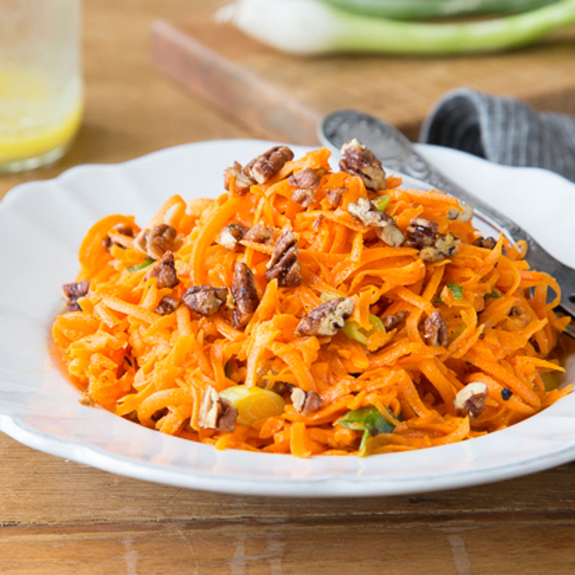 Shredded Carrot Salad with Candied Pecans Recipe