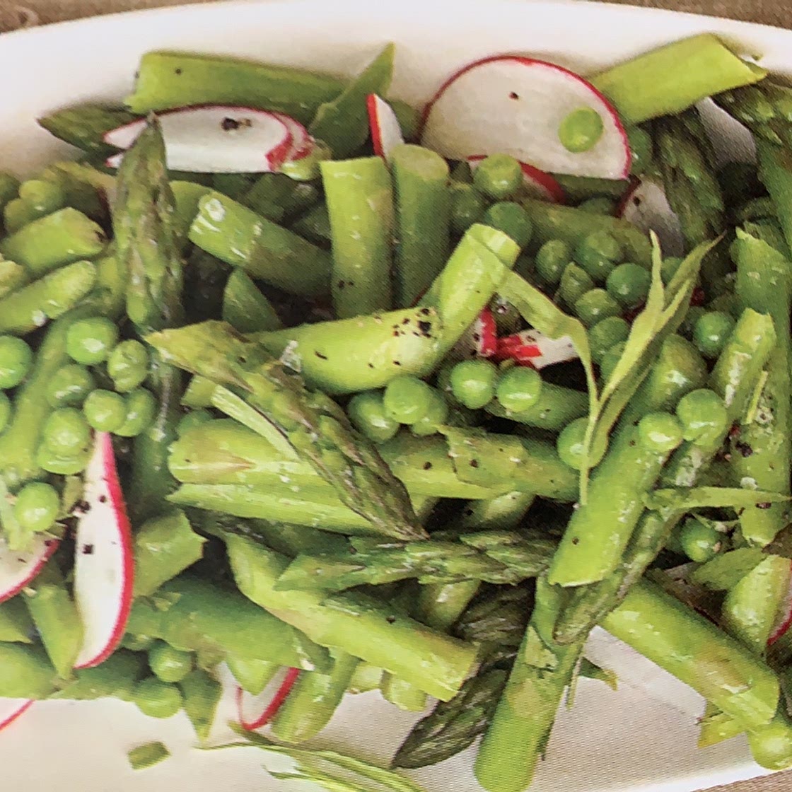 ASPARAGUS, PEAS, AND RADISHES WITH TARRAGON