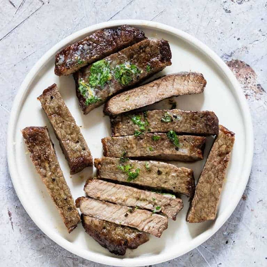 Air Fryer Steak with Herb Lemon Butter