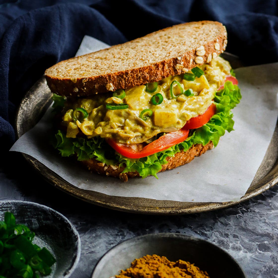 Oyster Mushroom Curry Salad Sandwich