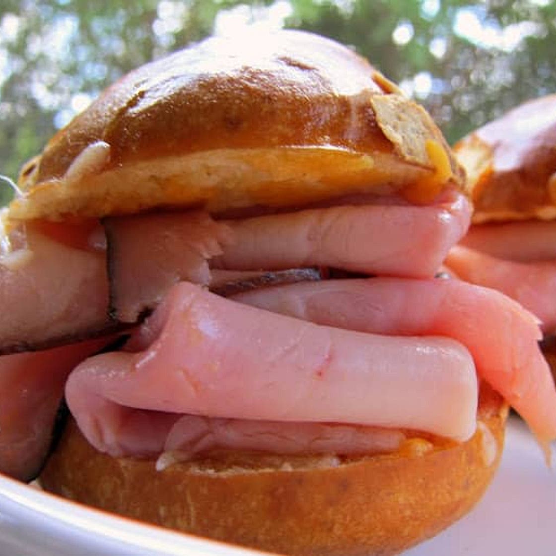 Hot Ham Dips (Au Jus Ham Sandwiches) - Plain Chicken
