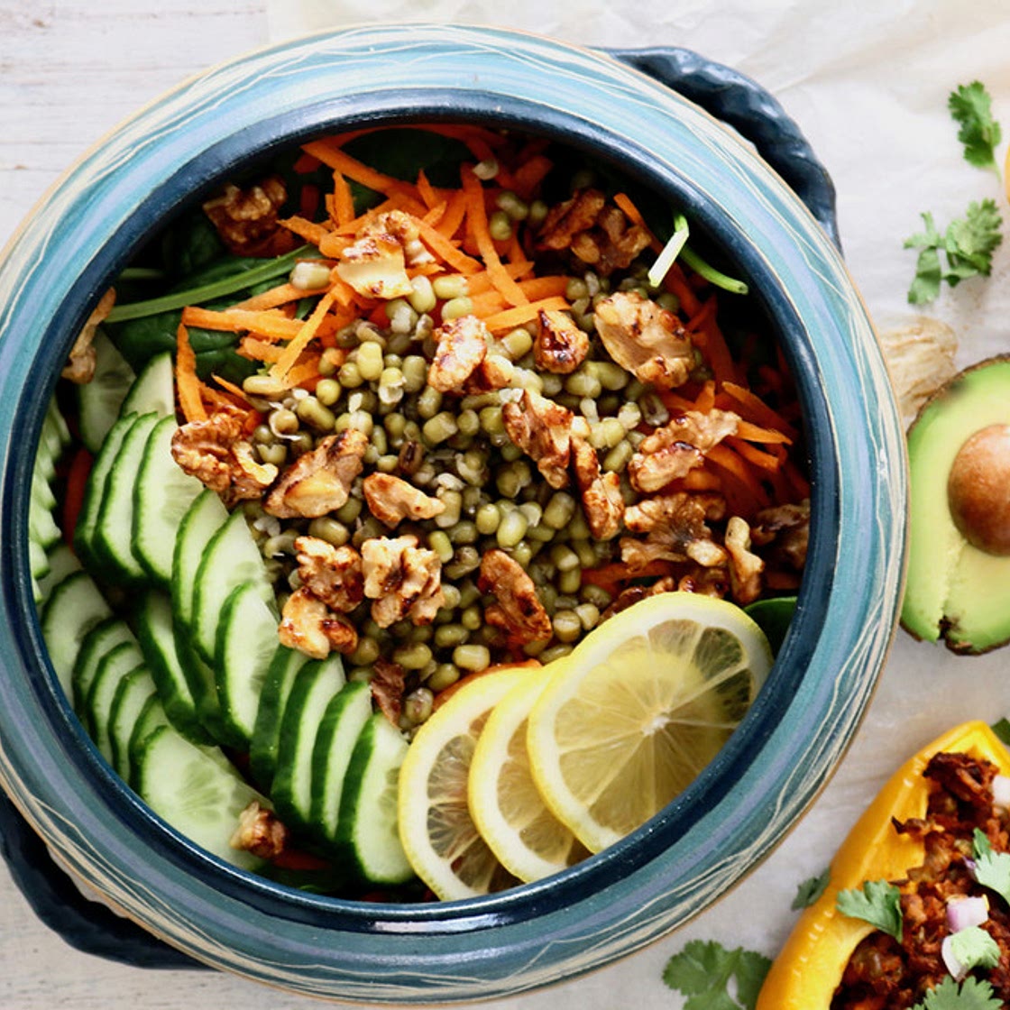 Mung Bean & Spinach Salad with Sweet Citrus Vinaigrette