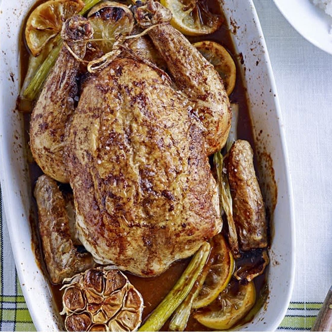 Five-spice, soy & lemon roast chicken