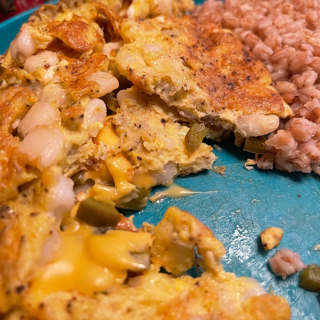 Angie’s Cheesy Hominy Jalapeño Omelette