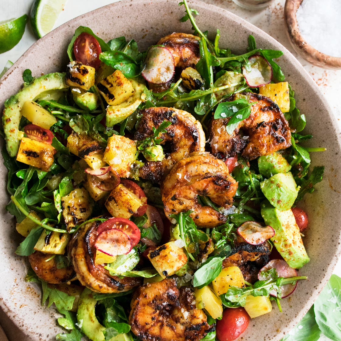 Spicy Grilled Shrimp Salad with Jalapeño Lime Vinaigrette