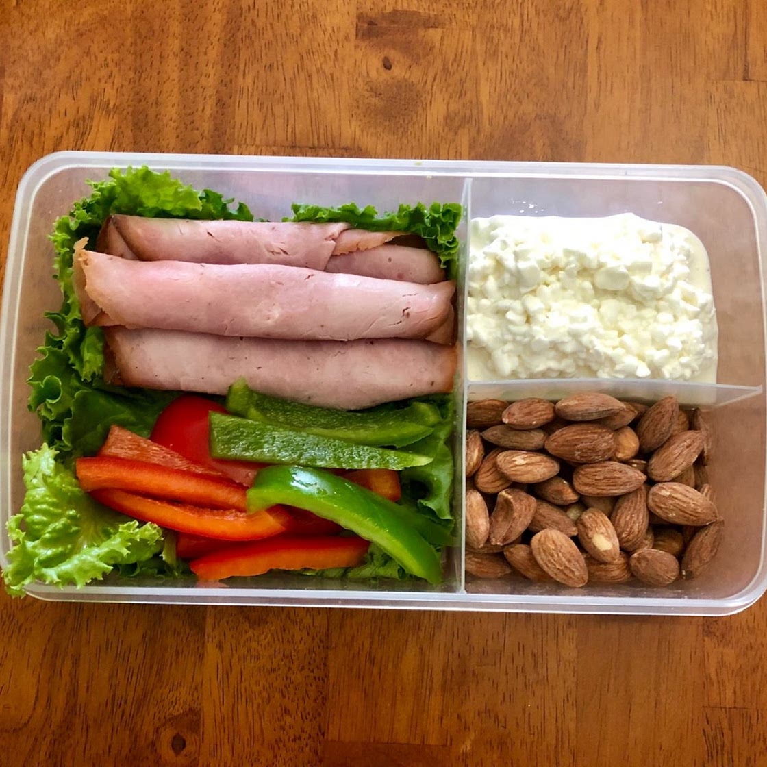 Ham, Peppers, Cottage Cheese and Nuts