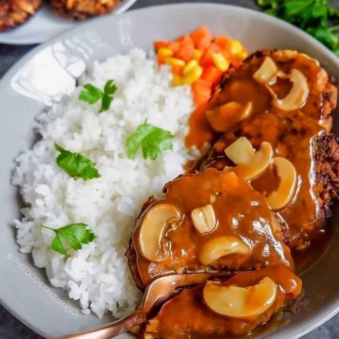 Vegan Salisbury Steaks with Mushroom Gravy - The Foodie Takes Flight