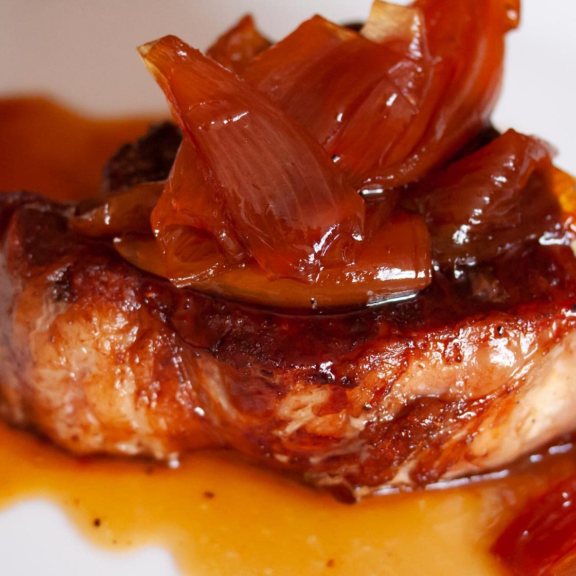 Caramelized Shallots with N.Y. Steaks