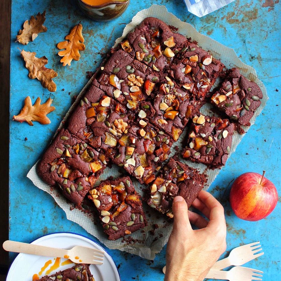 Toffee Apple Brownie & Caramel Sauce - Avant-Garde Vegan