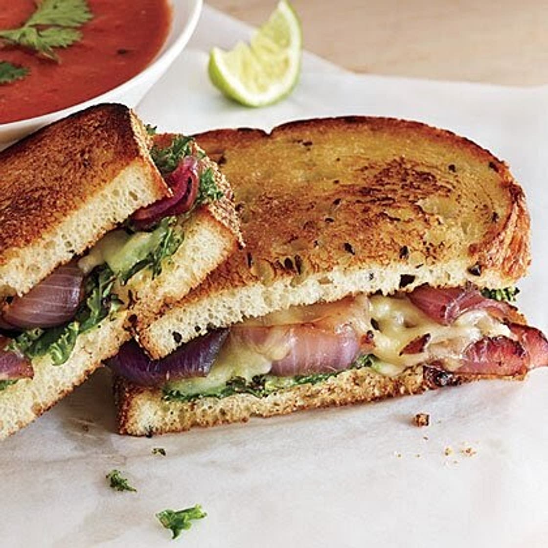 Kale and Caramelized Onion Grilled Cheese (Adult Grilled Cheese)