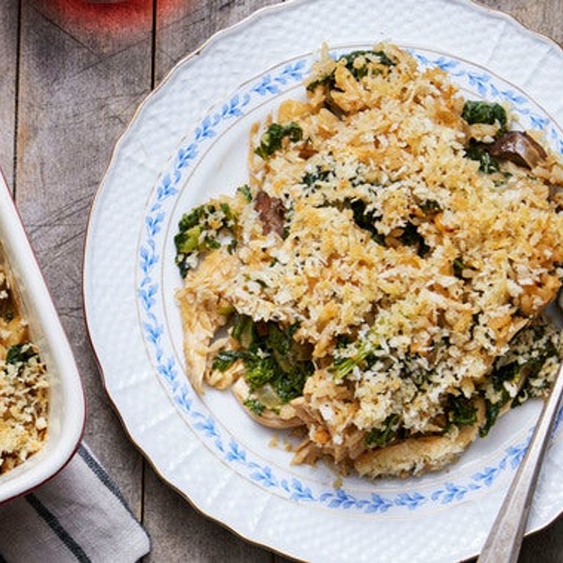 Chicken & Rice Casserole with Kale & Cremini Mushrooms