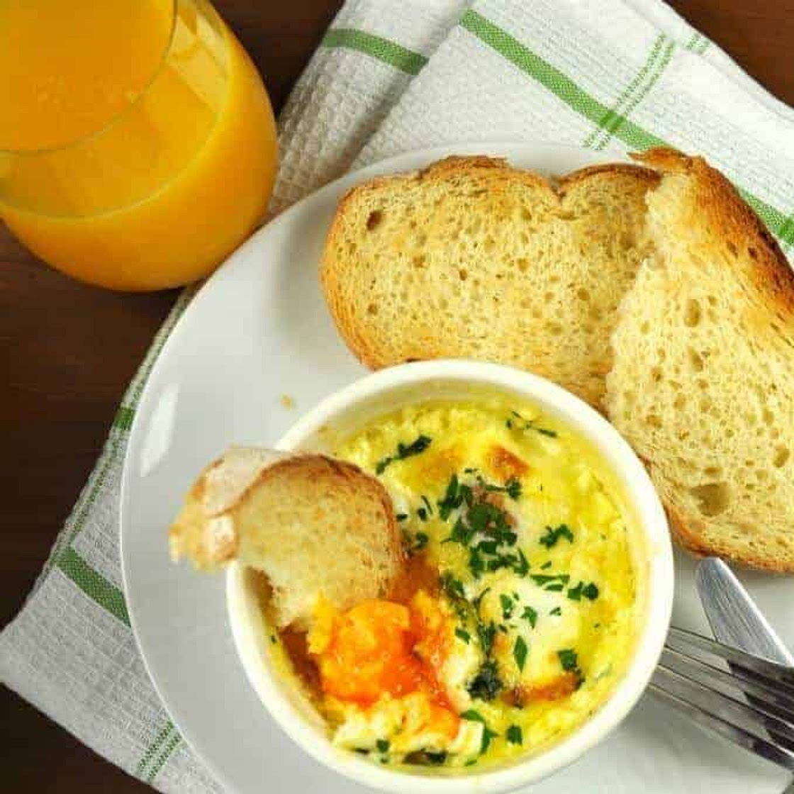 Baked Eggs with Cheese and Spinach
