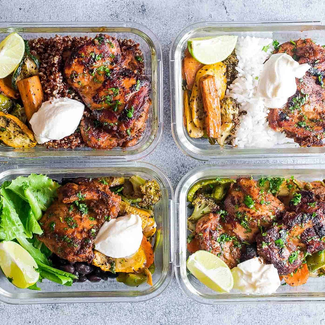 Chipotle Chicken Meal Prep Lunch Bowls 4 Ways