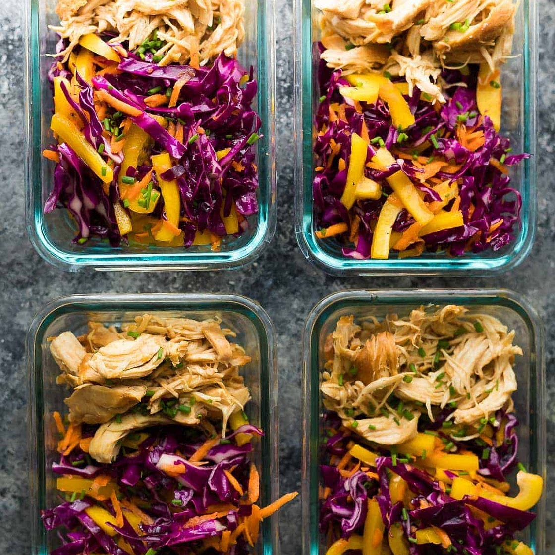 Slow Cooker Chipotle Honey Chicken Taco Salad Lunch Bowls