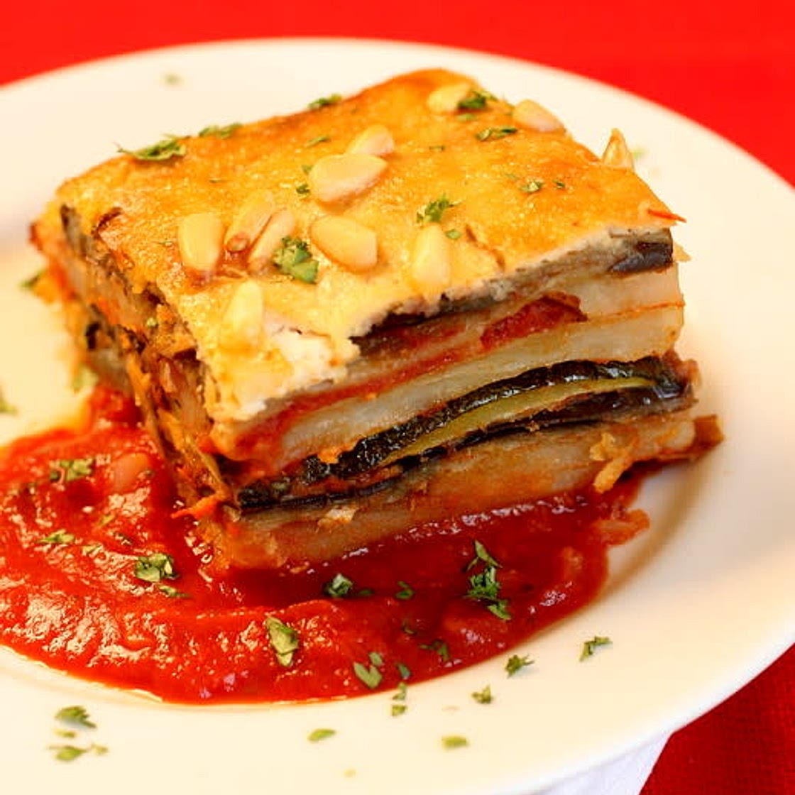 Eggplant Potato Moussaka With Pine Nut Cream