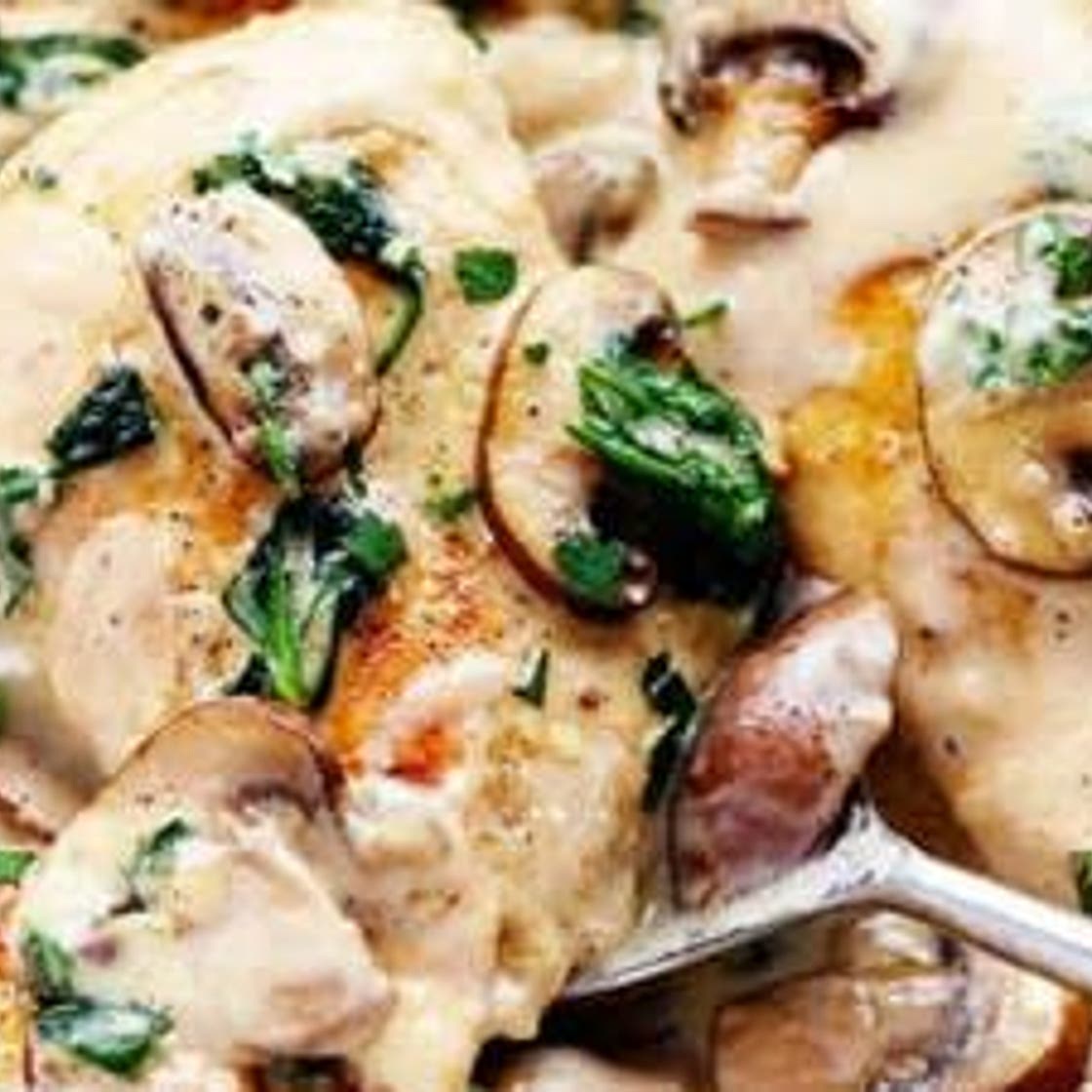 Creamy Parmesan Garlic Mushroom Chicken