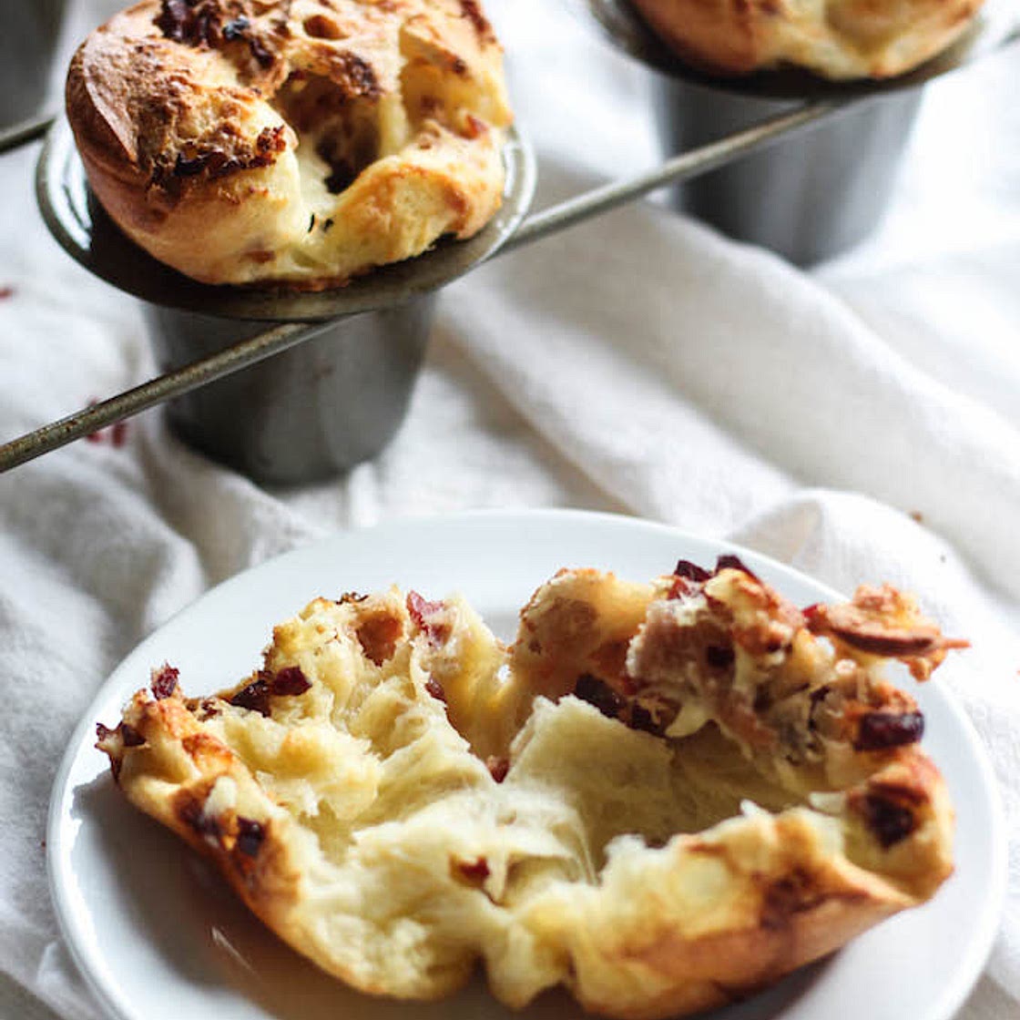 Cranberry, Bacon, and Brie Popovers