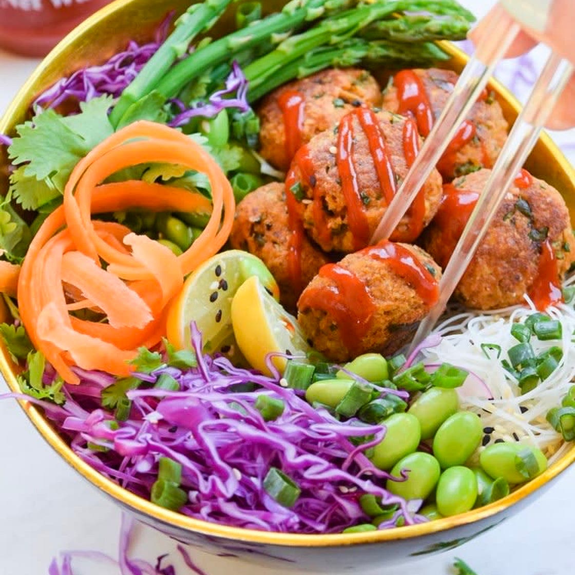 Tofu 'Meatballs' in Buddha Bowls — Sincerely V
