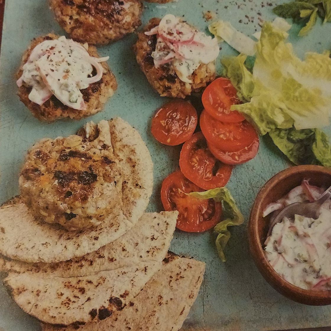 Moroccan Lamb Burgers with Pickled Cucumber and Yogurt dressing