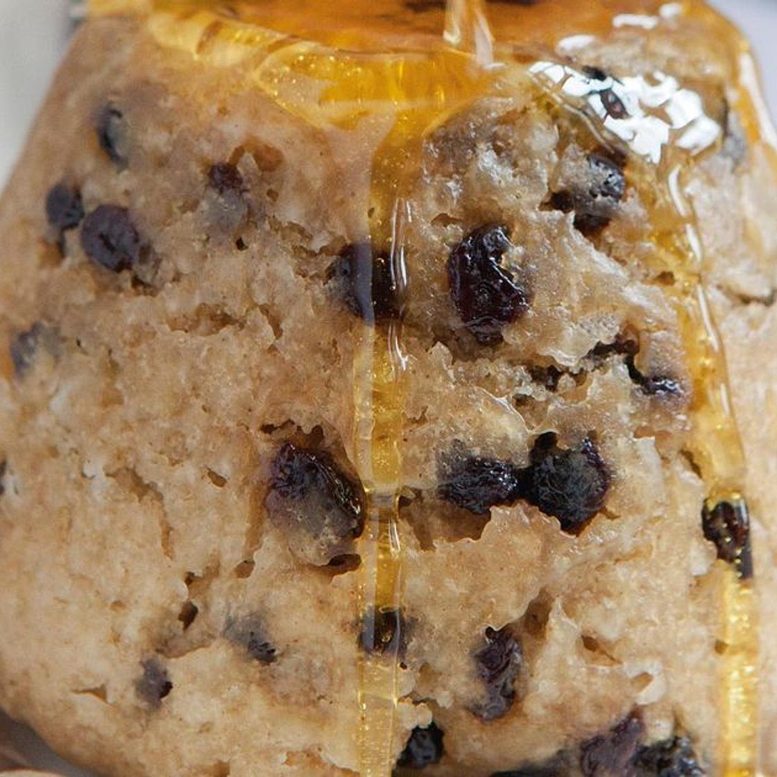 Spotted Dick with Butter, Golden Syrup and Custard